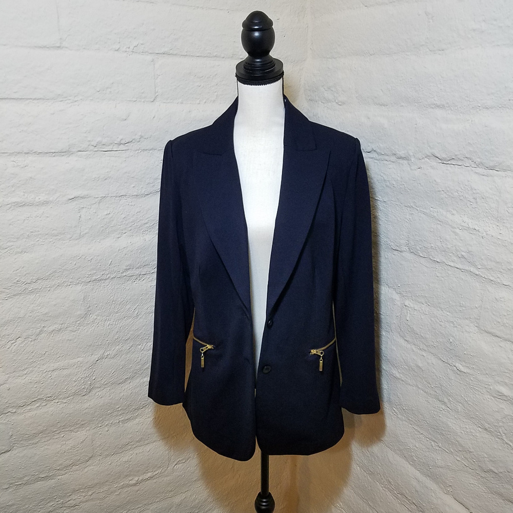 DG2 DIANE GILMAN PONTE BLACK BOYFRIEND BLAZER MED - Picture 5 of 5